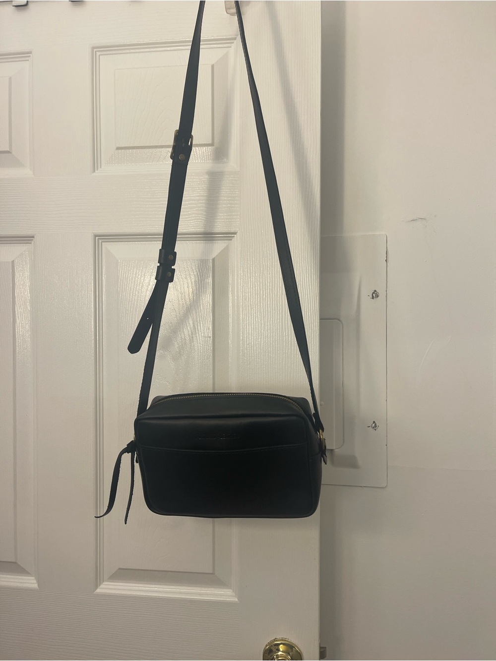 Black Leather Crossbody Bag - Unbranded
